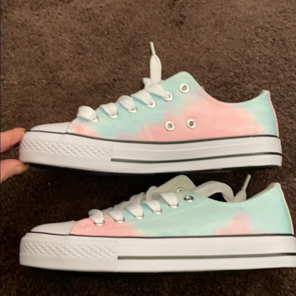 Pink, Blue and White Tie Dye Tennis shoes